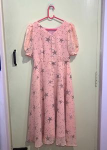 Peach Star Print Dress