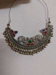 Silver Tone Jhumka Hoop Earrings