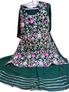 Green Embroidered Anarkali Dress