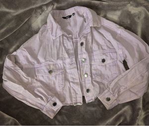 Lilac Cropped Denim Jacket