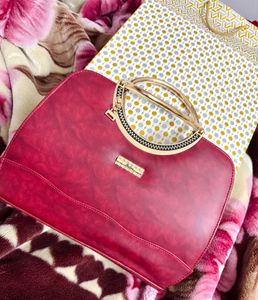 Burgundy Circle Handle Bag