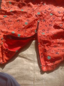Coral &amp; Black Floral Top