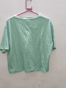 Viveza Light Green Oversized Crop Top