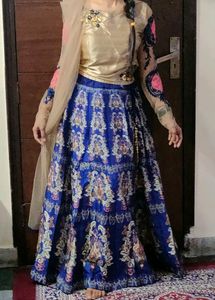 Crop Top Skirt With Net Dupatta
