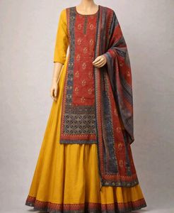 Rajasthani Embroidery Design Yellow Gown