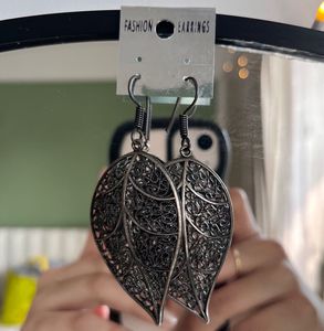 Oxidised Leaf Earrings