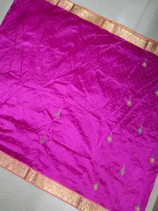 Pink &amp; Gold Embellished Sari