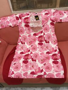 BrandNew Cotton Floral Print Kurti+RedBpttom