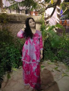 Beautiful Lavender And Pink Short Anarkali Sharara