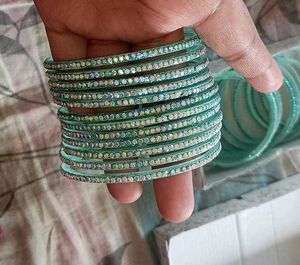 Beautiful😍 Sky Blue Glass Sparkle Bangles 2 Dozen