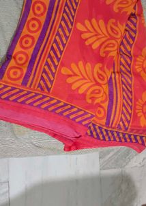 Orange & Purple Floral Saree