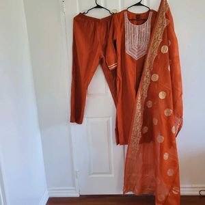 Elegant Orange Kurta Set HEAVY Banaras Dupatta