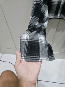 Black Checked Cropped Shirt