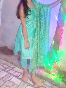 Teal Embroidered Salwar Kameez