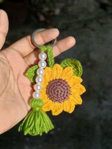 Sunflower Crochet Keychain