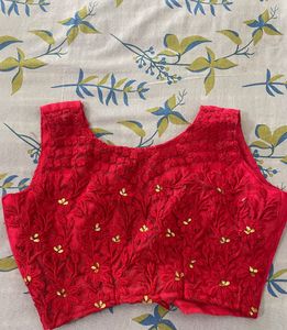 Red Embroidered Blouse