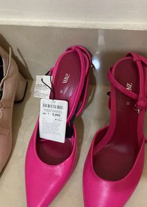 Zara Pink Heeled Mules Euro 35