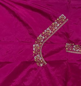 Embroidered Magenta Blouse Piece - 1.25 mtr