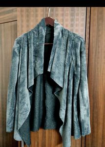 Gray Velvet Open Front Cardigan 🩶
