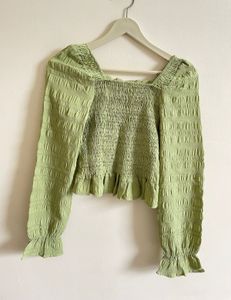 Green Smocked Top