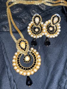 Black Ethnic Earrings & Pendent