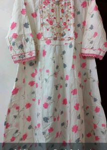 Embroidered Neck And Long Kurti