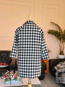 Houndstooth Double-Breasted Coat