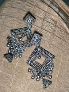 Silver Square Dangle Earrings
