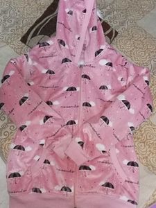 Pink Patterned Zip-Up Hoodie