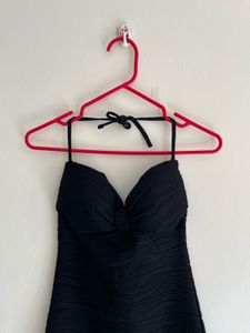 Tie Knot black Off Shoulder Mini Dress