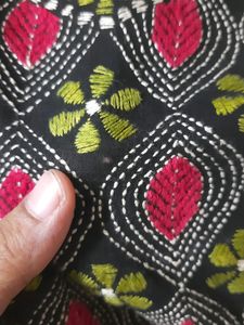 Black cotton kurta with kathastich design