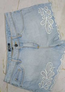 Nuon Denim Shorts with Cutouts
