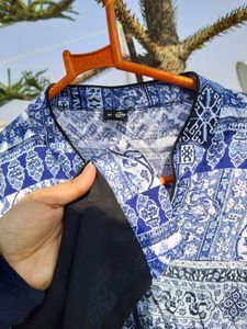 Blue &amp; White Printed Kurti
