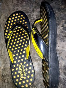 Yellow Red Dot Design Slipper ||  Plastic Foam