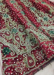 Bridal Fish Cut Full Zardozi Work Zari Kundan Wor