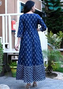 Navy &amp; White Printed Maxi Dress