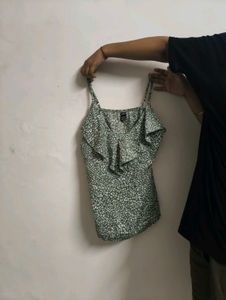 Shein Green Print Cami Tunic (Size m)