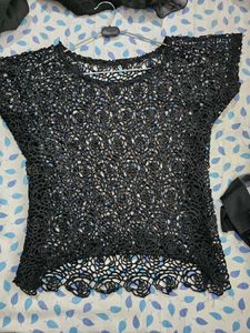 Black Crochet Style Top
