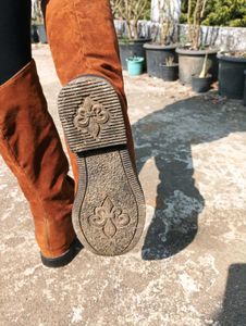 Brown Suede Knee-High Boots