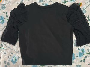 Black Puff Sleeve Top