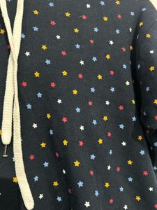 Oversized Crop Hoodie Star Print