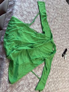 H&amp;m Green Wrap Dress