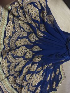 Elegant Blue & Gold Saree