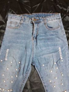 Pearl Embellished Jeans