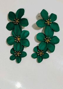 Matte Froal Petal Drop Earrings Green for Women &amp;