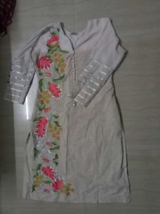 Khadi Cotton Kurta With Fine Embroidery