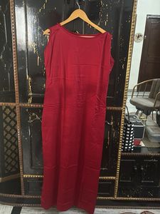 Maroon Maxi Dress With Embroidered Cape