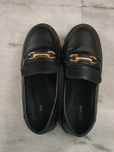 Black Loafers with Gold Detail Size -38