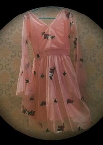 Pinkish Flared Knee Dress ,