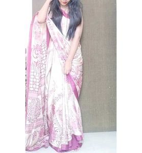 Beige Floral Printed Silky Saree😍🦄
